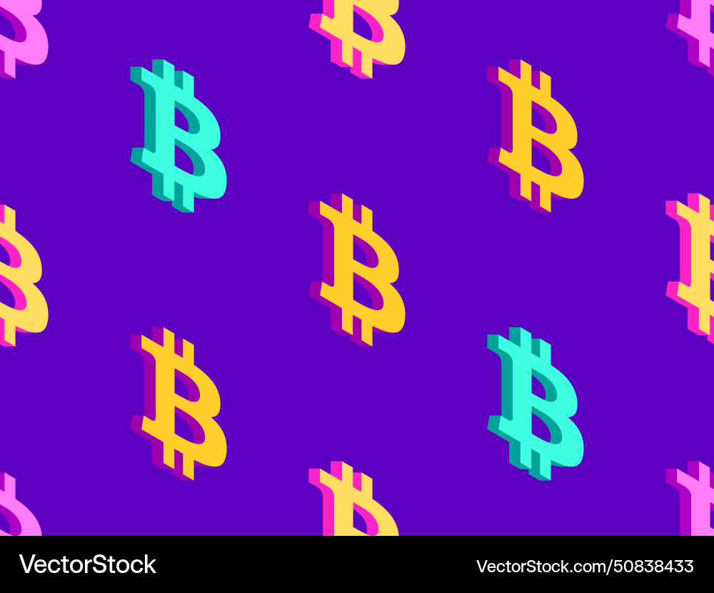 Seamless pattern with 3d bitcoin symbol Seamless pattern with 3d bitcoin symbol vector image