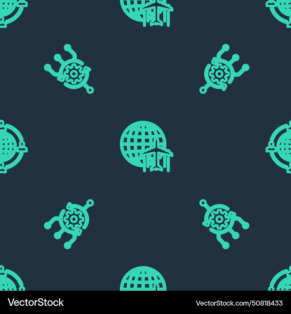 Set line globe with flying plane algorithm Set line globe with flying plane algorithm vector image