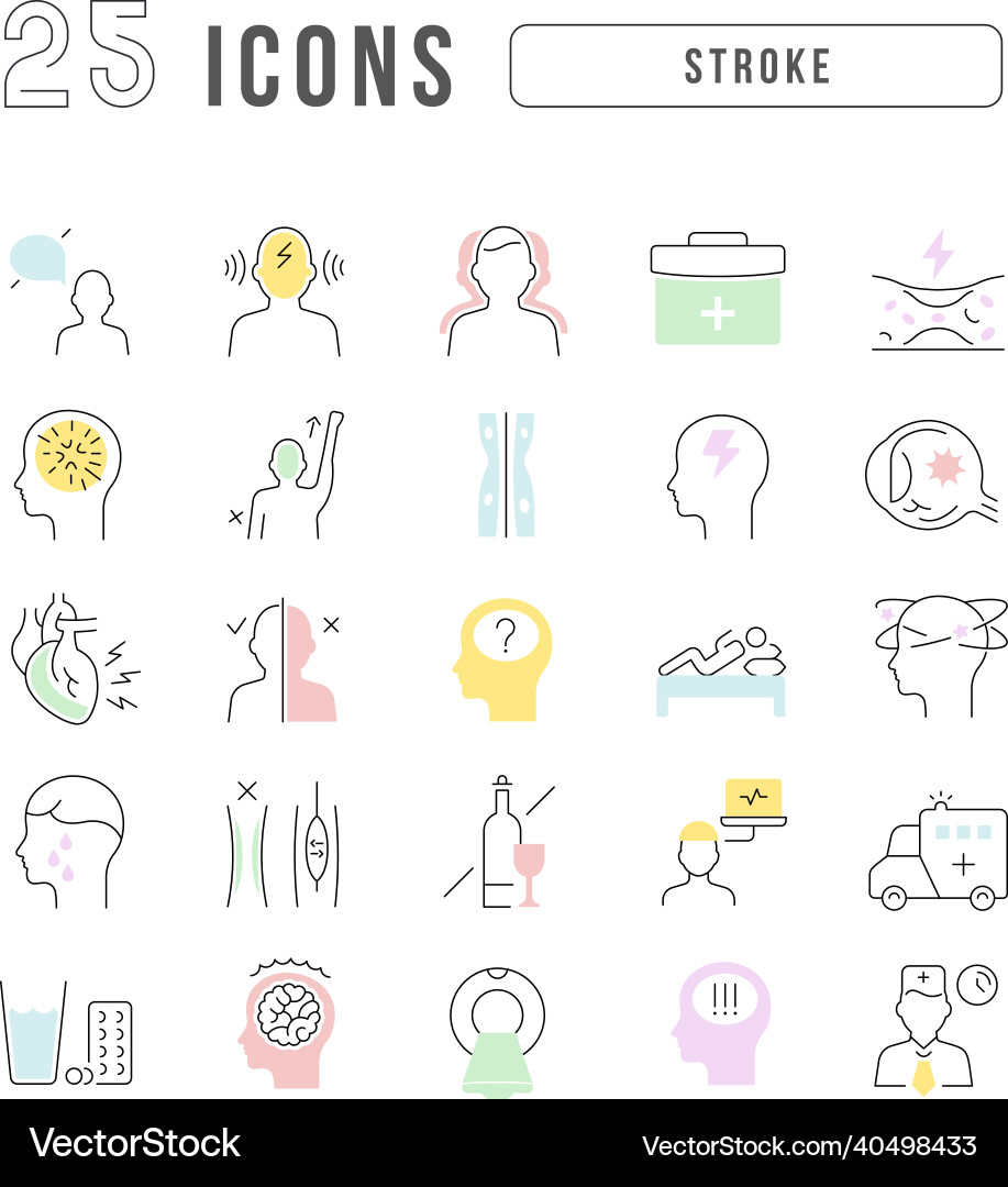 Set of linear icons stroke Set of linear icons stroke vector image
