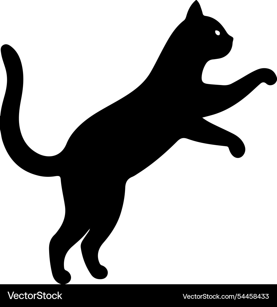 Silhouette of a cat jumping and running in motion Silhouette of a cat jumping and running in motion vector image