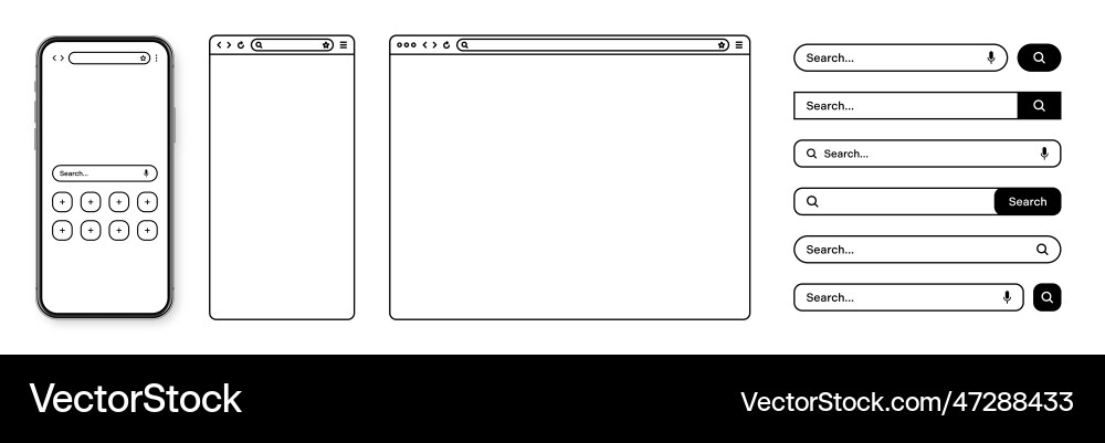 Smartphone web browser internet page window Smartphone web browser internet page window vector image
