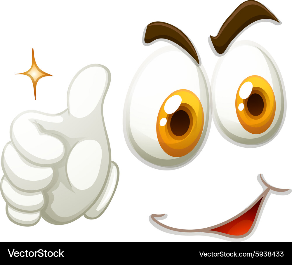 Smiling Face with Thumb Up Gesture Vector Image