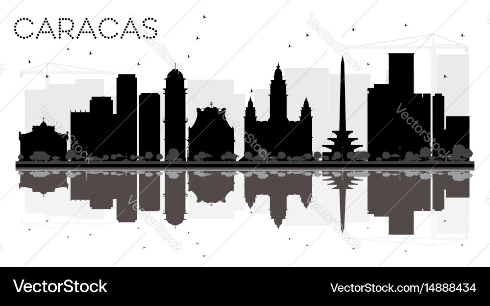 Caracas city skyline black and white silhouette vector image