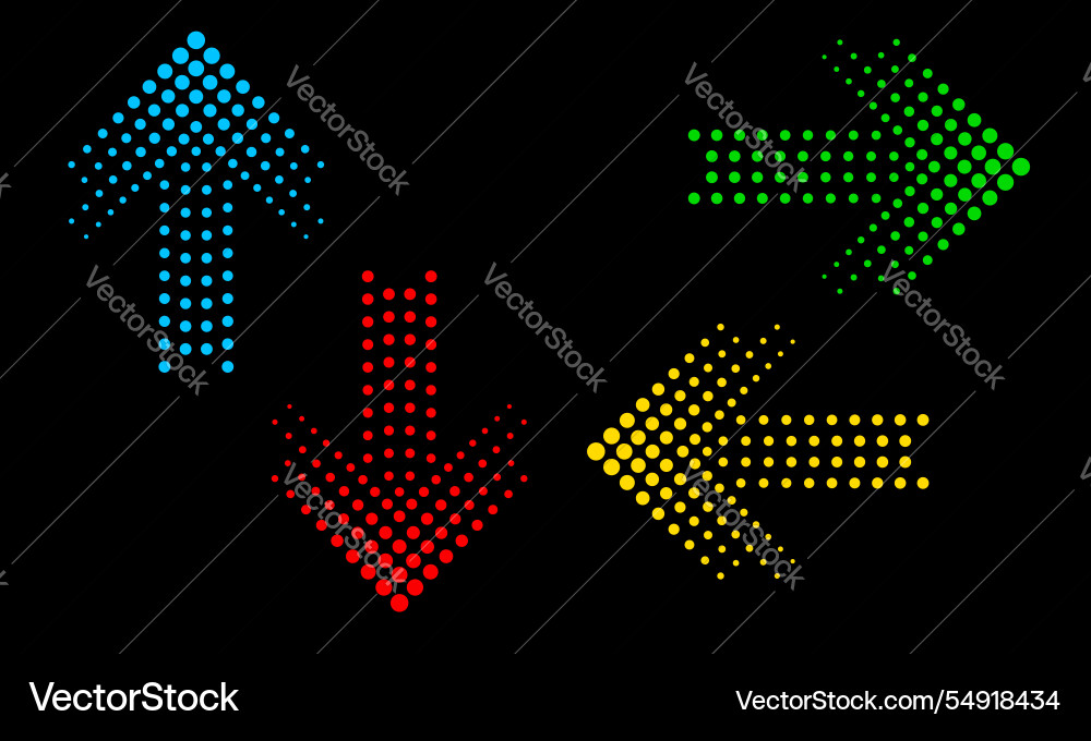 Colorful halftone arrow set collection Colorful halftone arrow set collection vector image