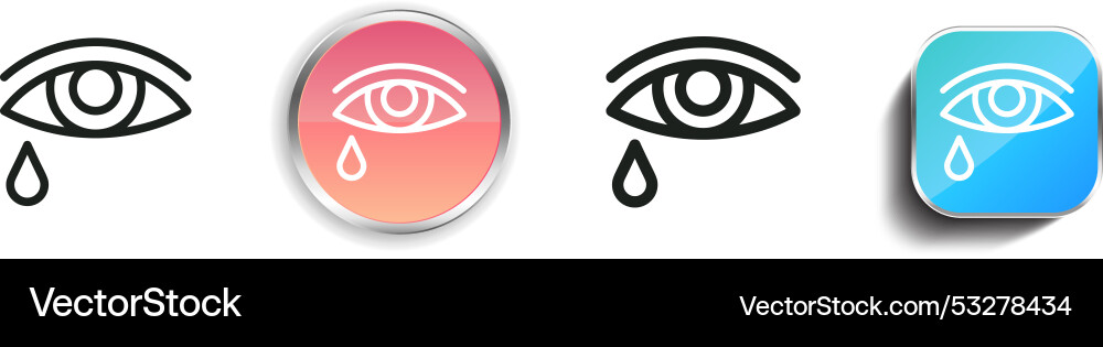 Cry icon thin linear regular and button style Cry icon thin linear regular and button style vector image