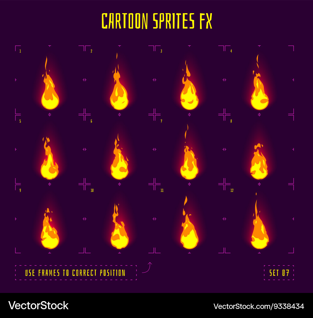 Fire Sprite Animation Frames vector image