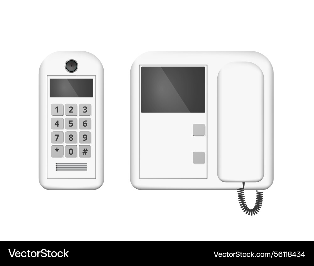 Modern intercom system with keypad and screen vector image