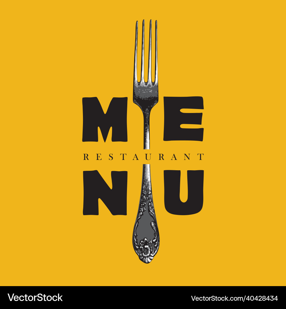Restaurant menu design with a realistic fork Vector Image