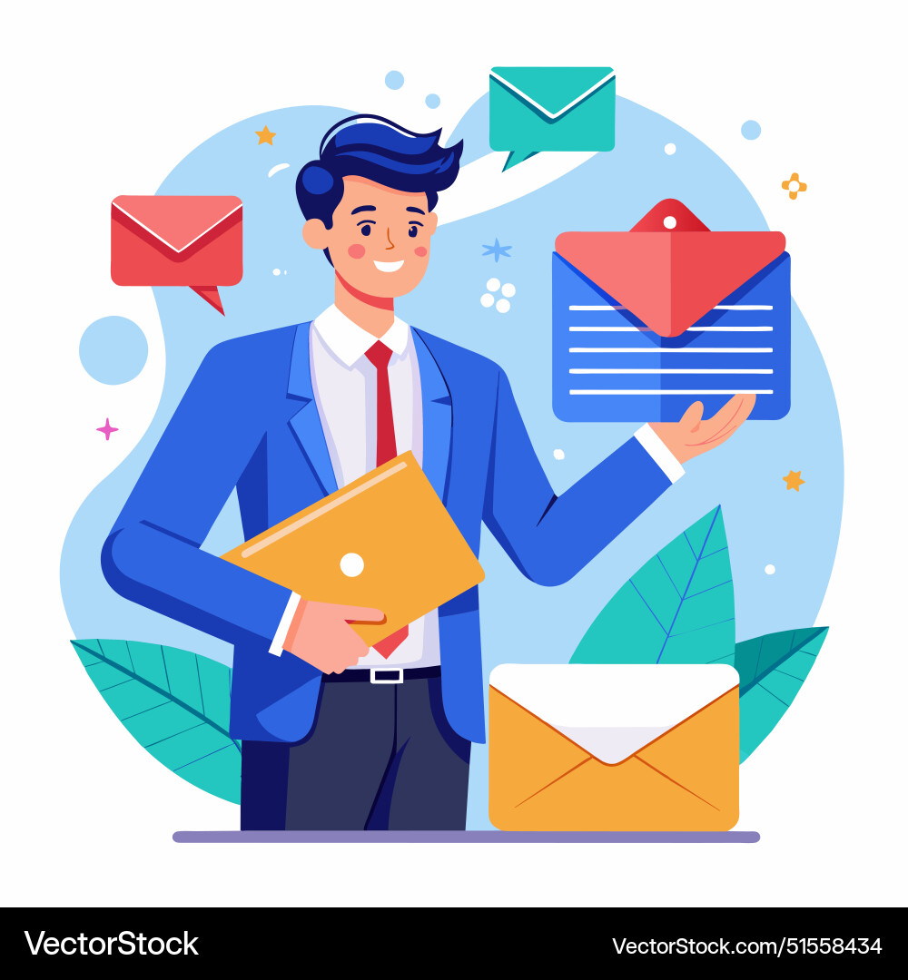 Sending email to communicate with client Sending email to communicate with client Vector Image