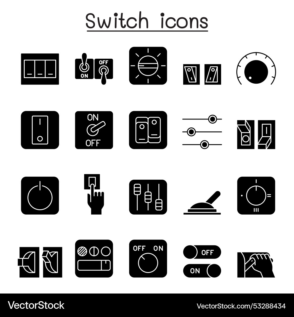 Switch icon set in glyph style Switch icon set in glyph style vector image