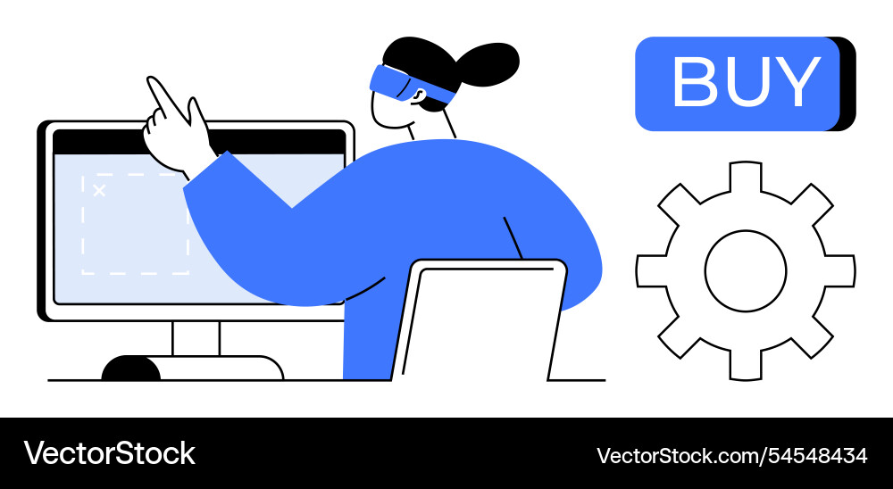 User interacting with virtual interface Vector Image
