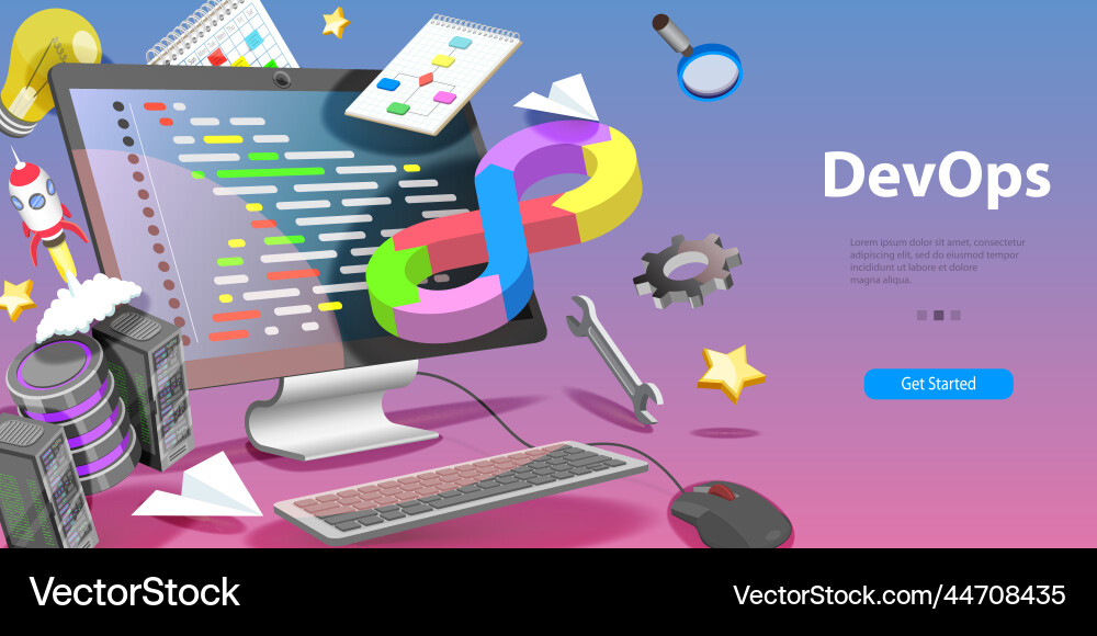 3d conceptual of devops 3d conceptual of devops vector image