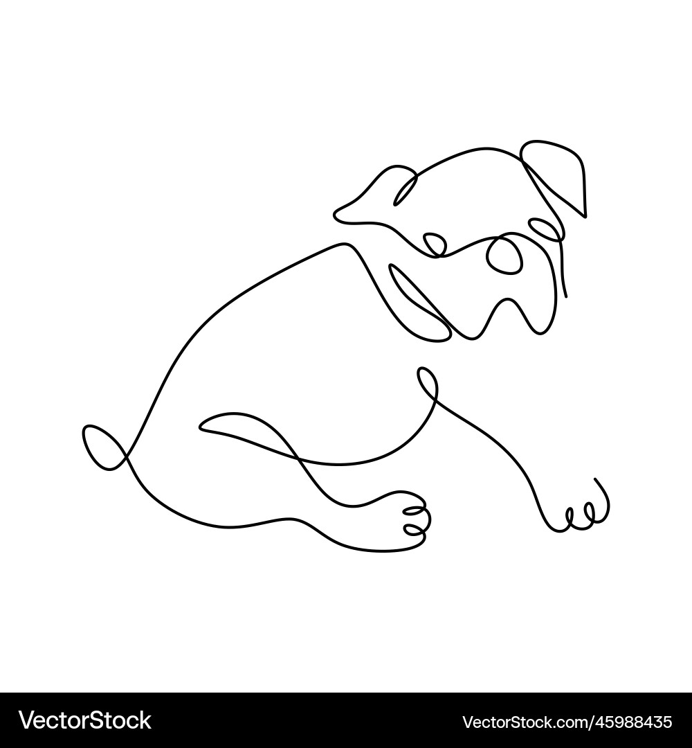 Continuous one single line of little puppy Continuous one single line of little puppy vector image