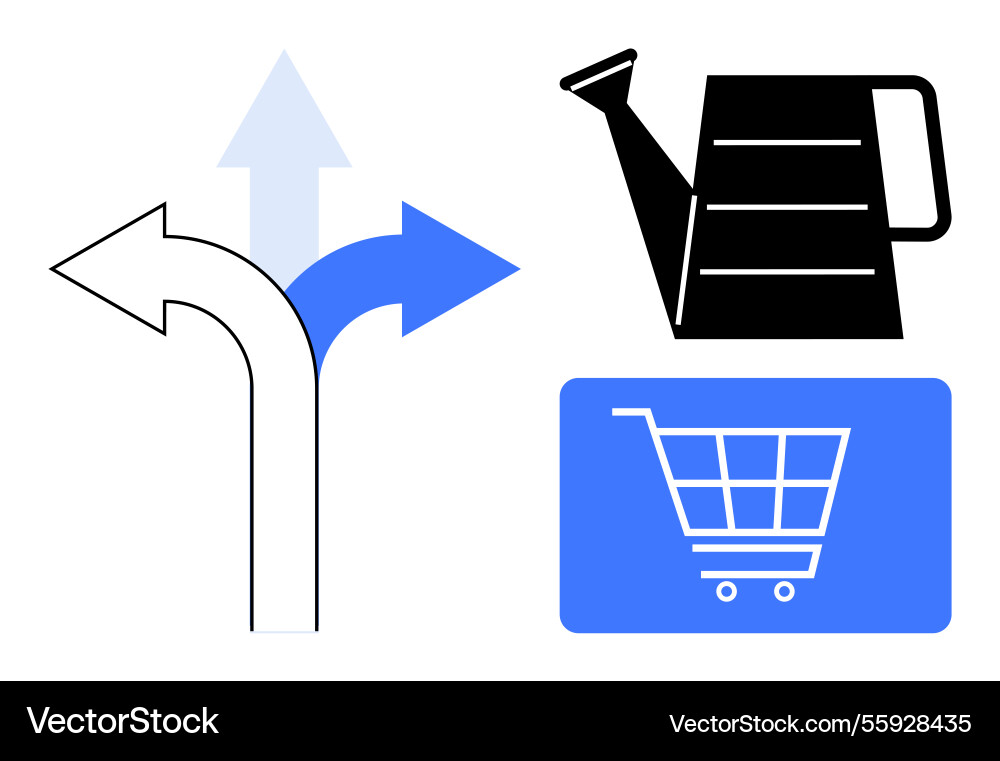 Decision-making path with shopping cart Vector Image