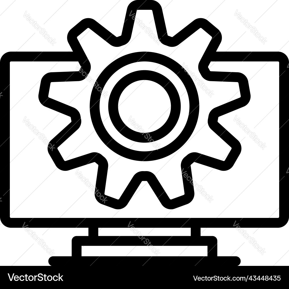Gear team monitor icon outline app code Gear team monitor icon outline app code vector image