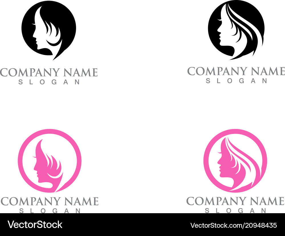 Haar Frau und Gesicht Logo Symbole Haar Frau und Gesicht Logo Symbole Vektorbild