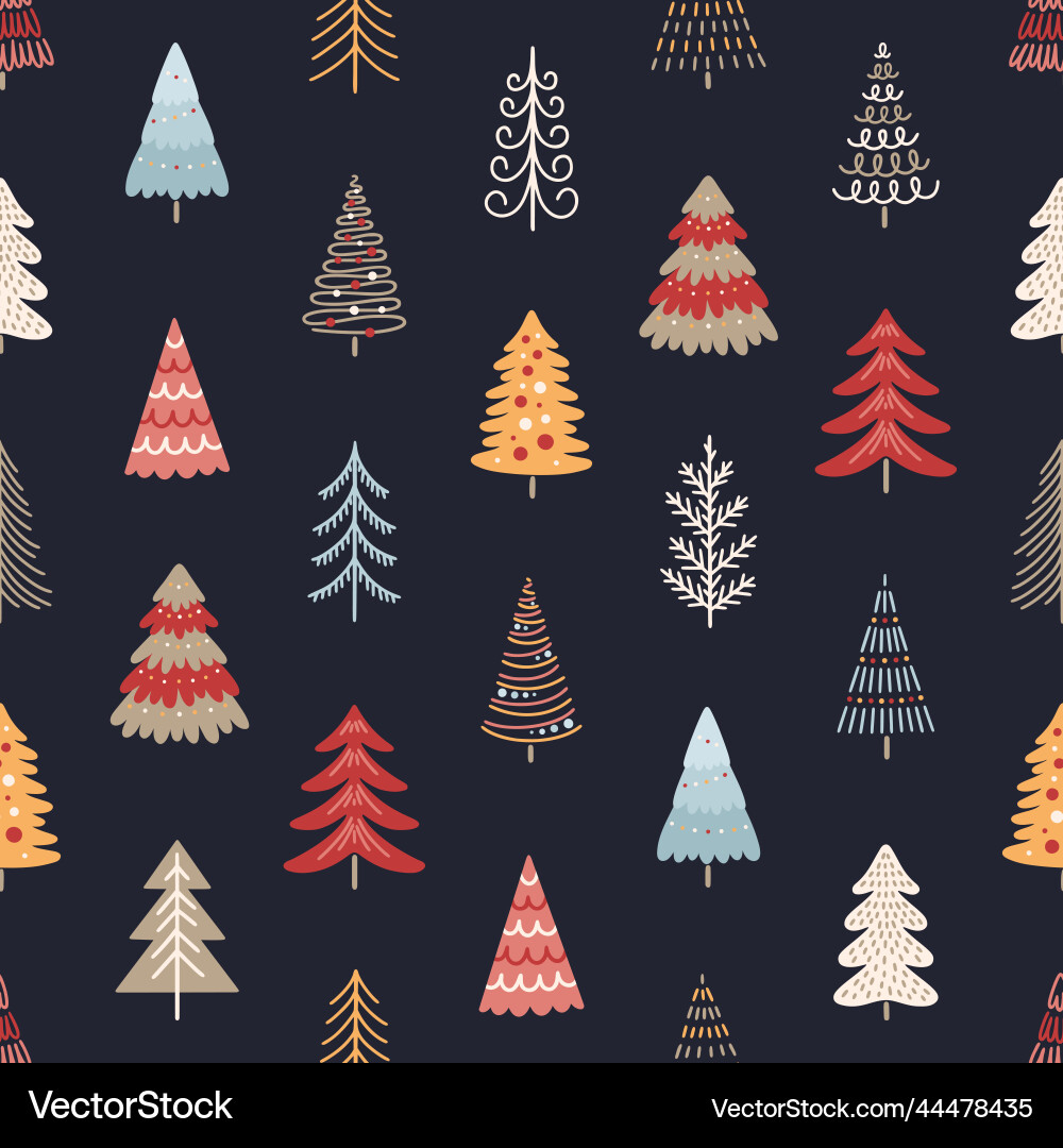 Seamless pattern with different christmas trees Vector Image
