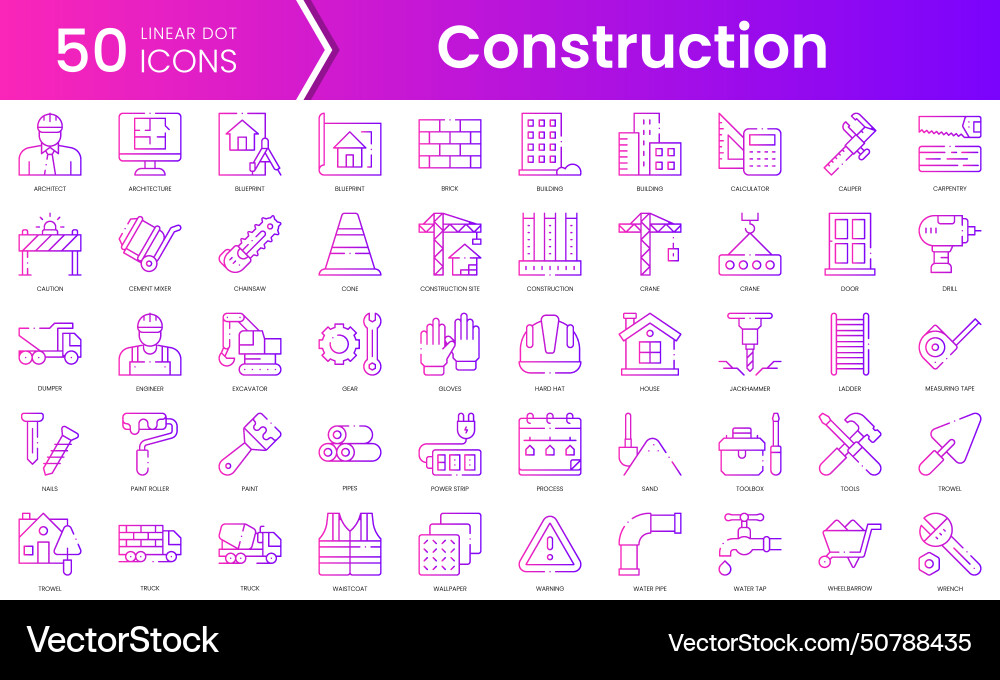 Set of construction icons gradient style icon Set of construction icons gradient style icon Vector Image