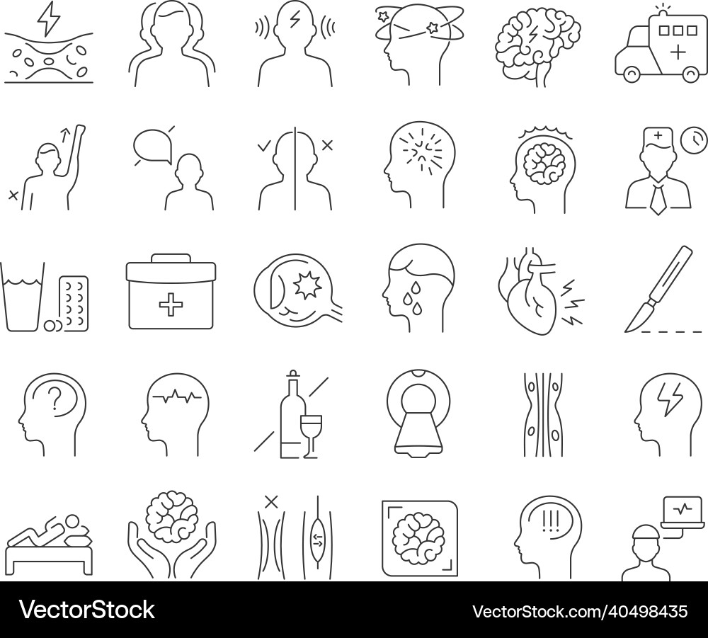 Set of linear icons stroke Set of linear icons stroke vector image