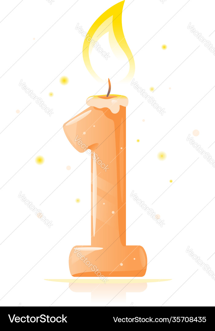 Single Number One Birthday Candle Vector Image