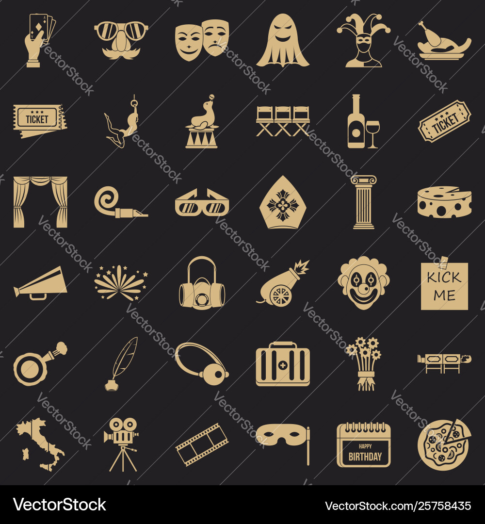 Staging icons set simple style Staging icons set simple style Vector Image