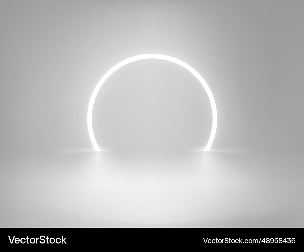Circle arc in grey interior 3d showcase with copy Vector Image