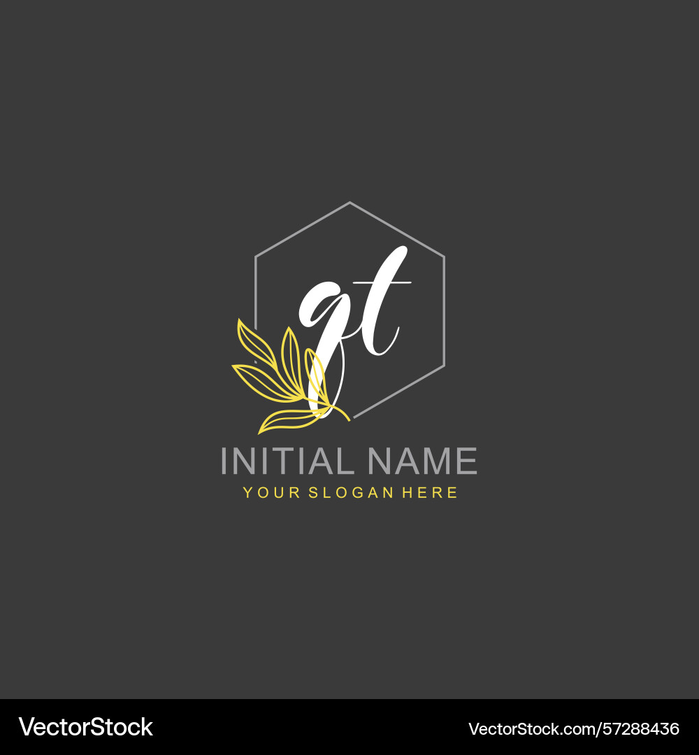 Qt initial logo templates with botanical elements Qt initial logo templates with botanical elements Vector Image