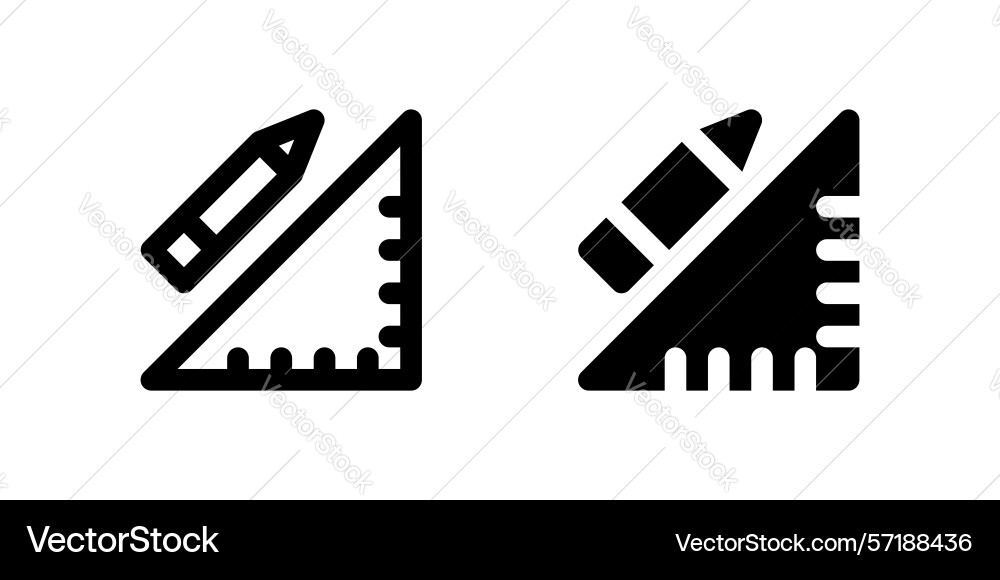 Ruler icon set representing measurement tool vector image