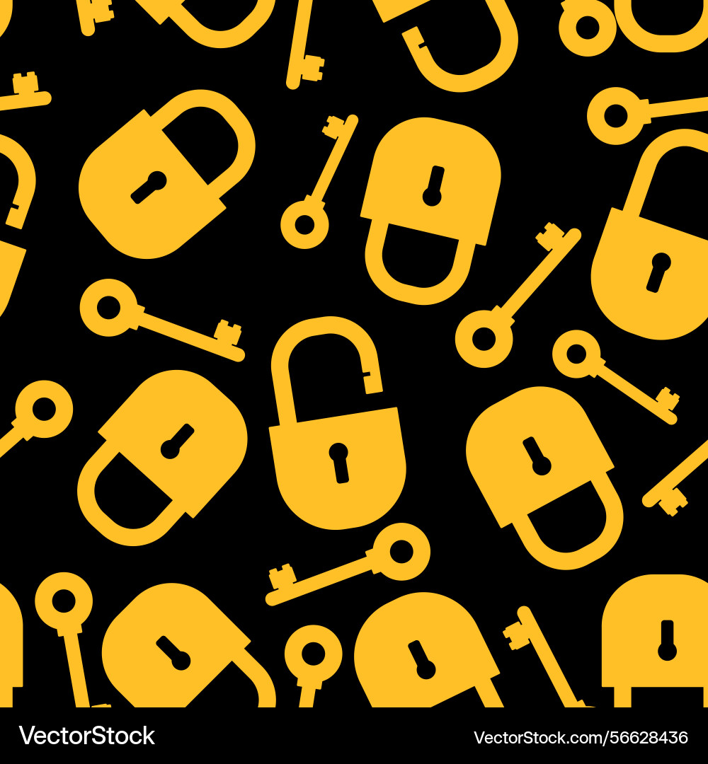 Seamless pattern background lock padlock key vector image