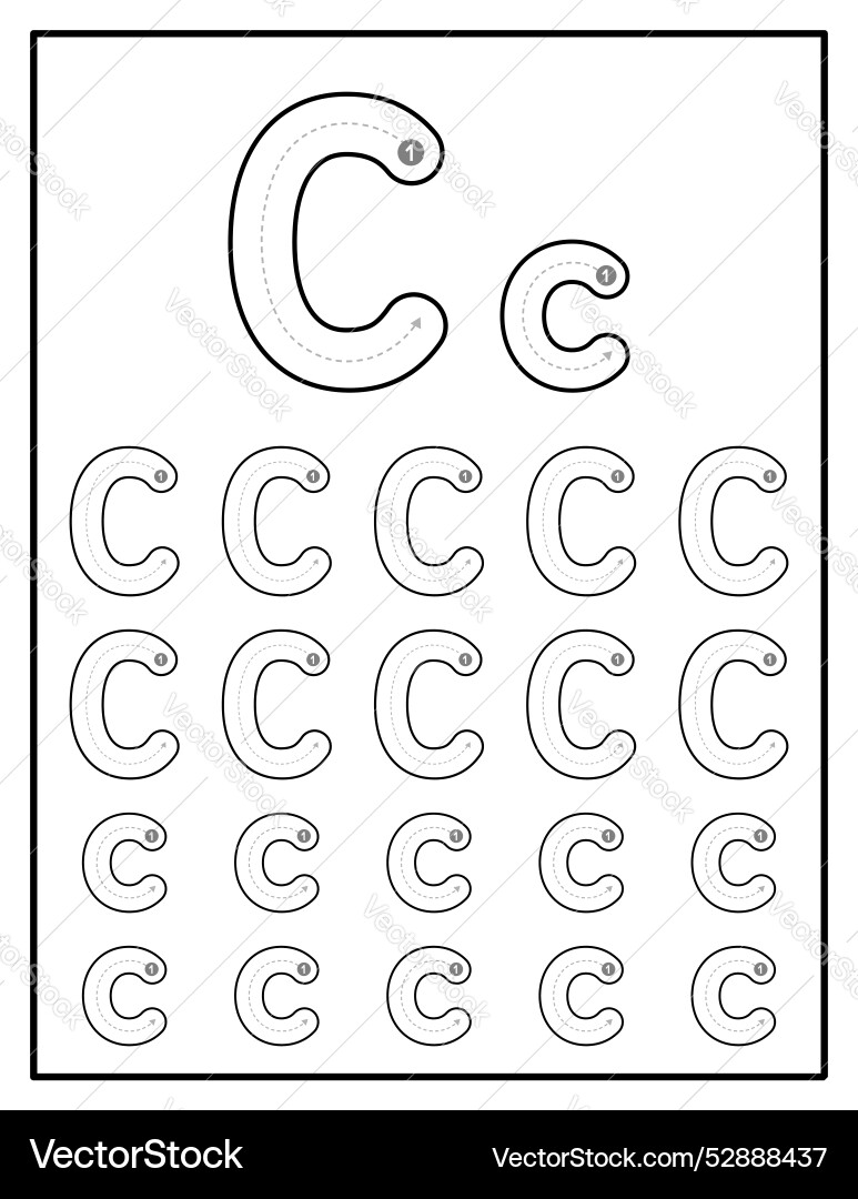 Alphabet tracing worksheets for kids Alphabet tracing worksheets for kids vector image