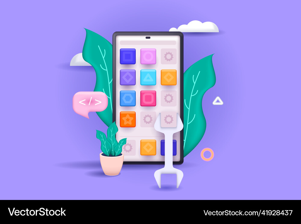 App Development Interface Optimization vector image