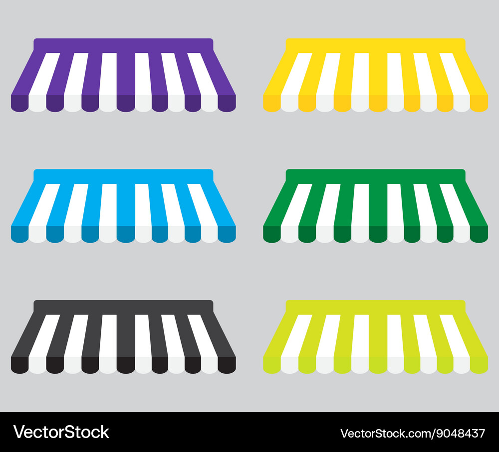 Awning color striped set for store element design Vector Image