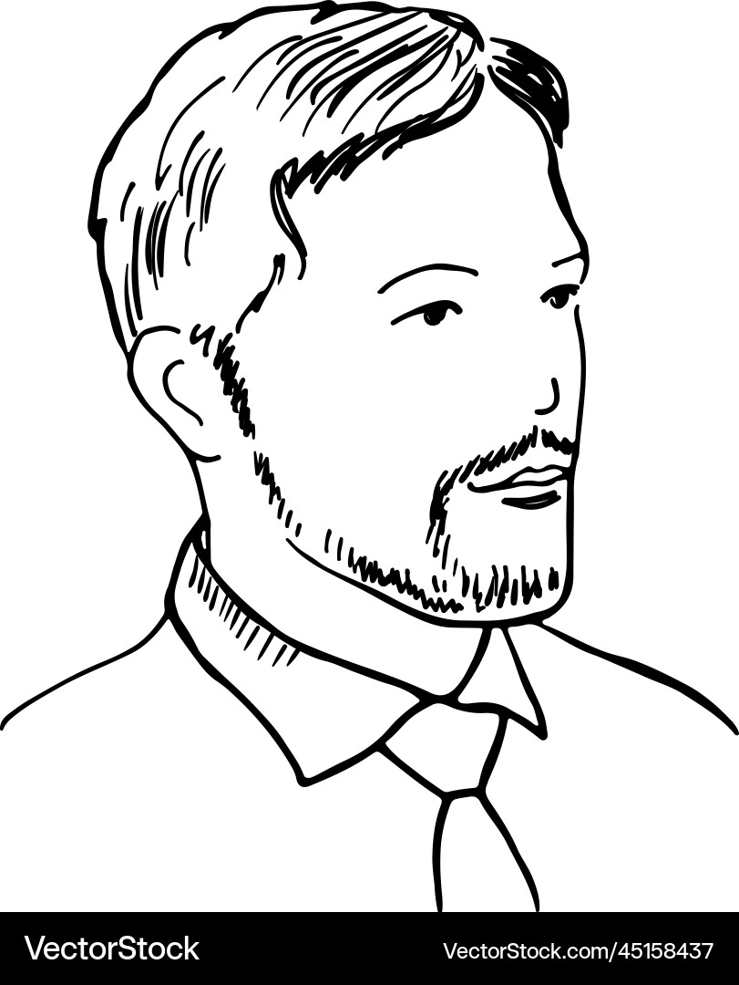 Bearded man sketch male portrait ink drawing Bearded man sketch male portrait ink drawing vector image