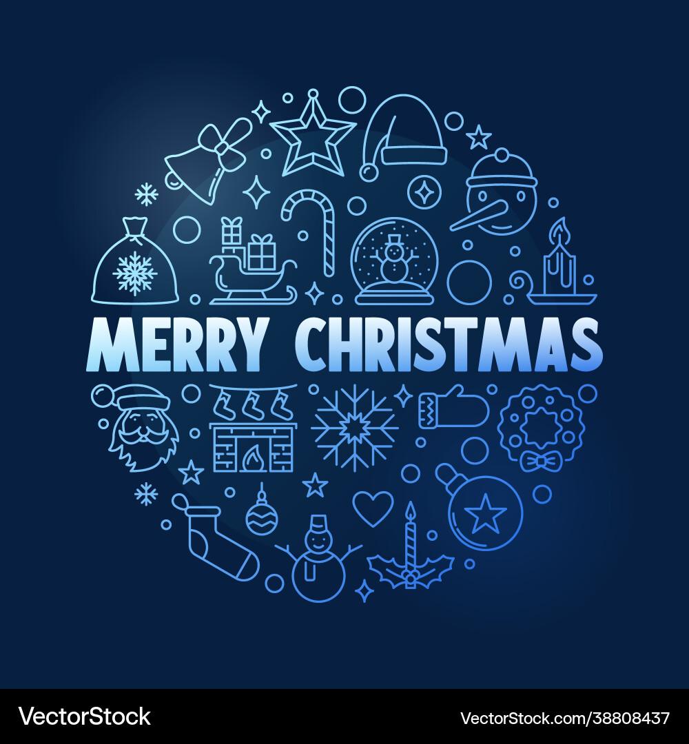 Merry christmas greeting card with round Merry christmas greeting card with round vector image