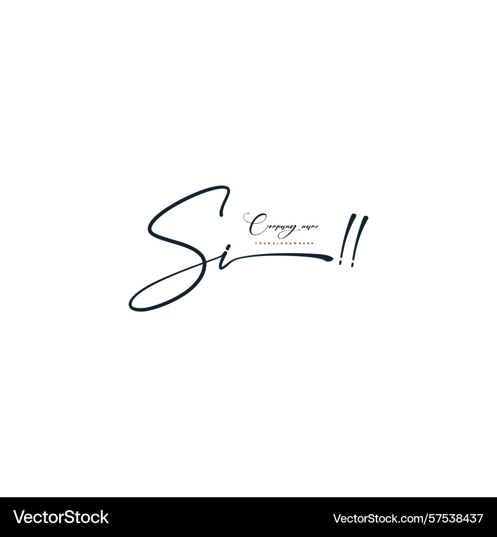 Minimal signature logo design with si initials Minimal signature logo design with si initials Vector Image