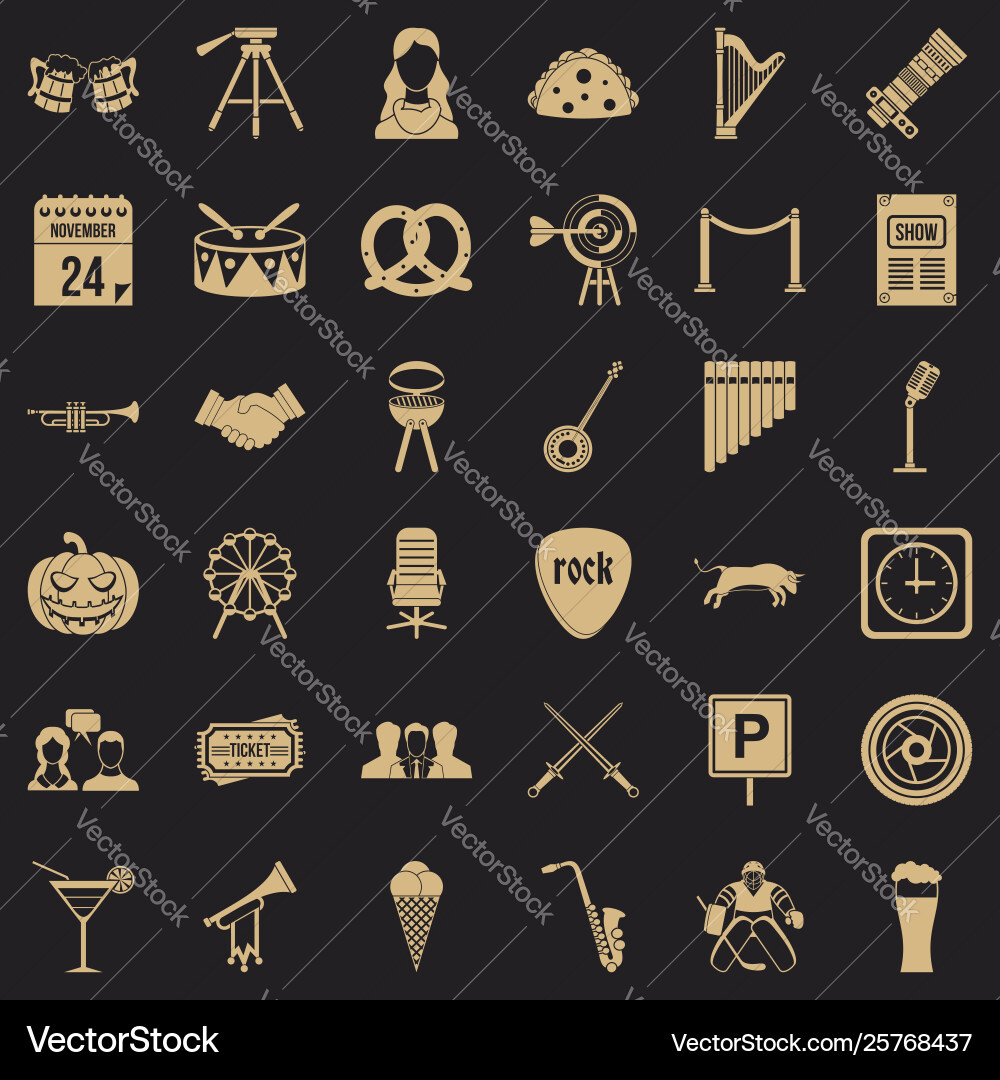 Proceeding icons set simple style Vector Image