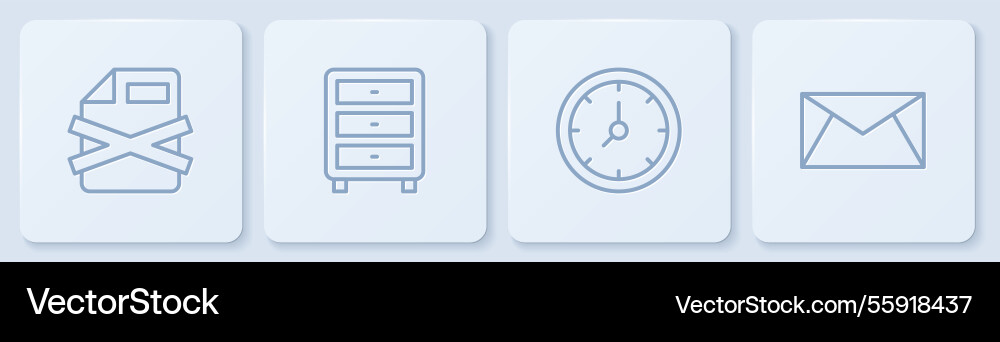 Set line delete file document clock archive Vector Image