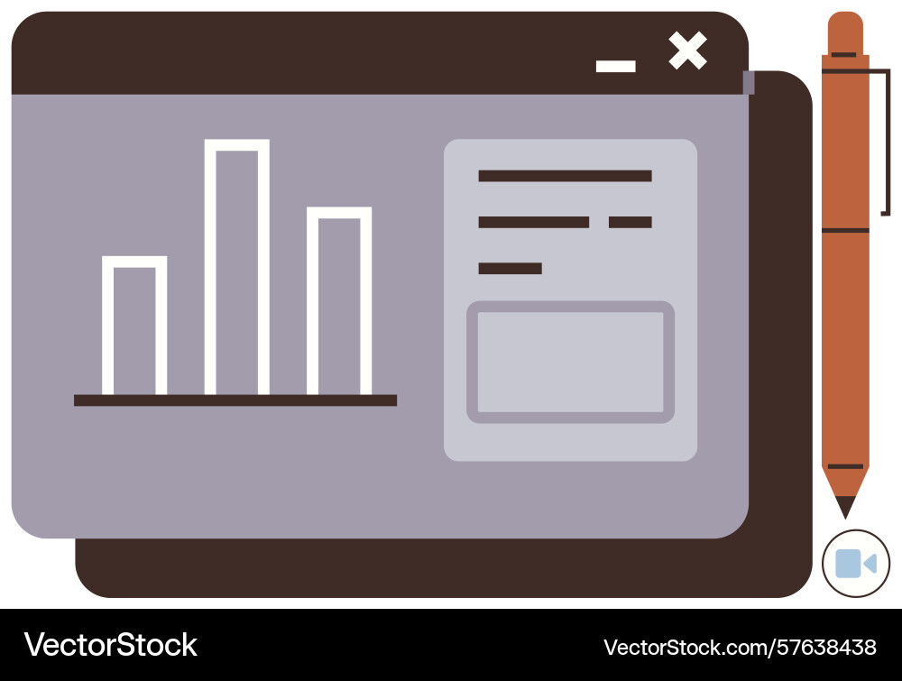 Data analysis interface with bar chart and pen Data analysis interface with bar chart and pen vector image