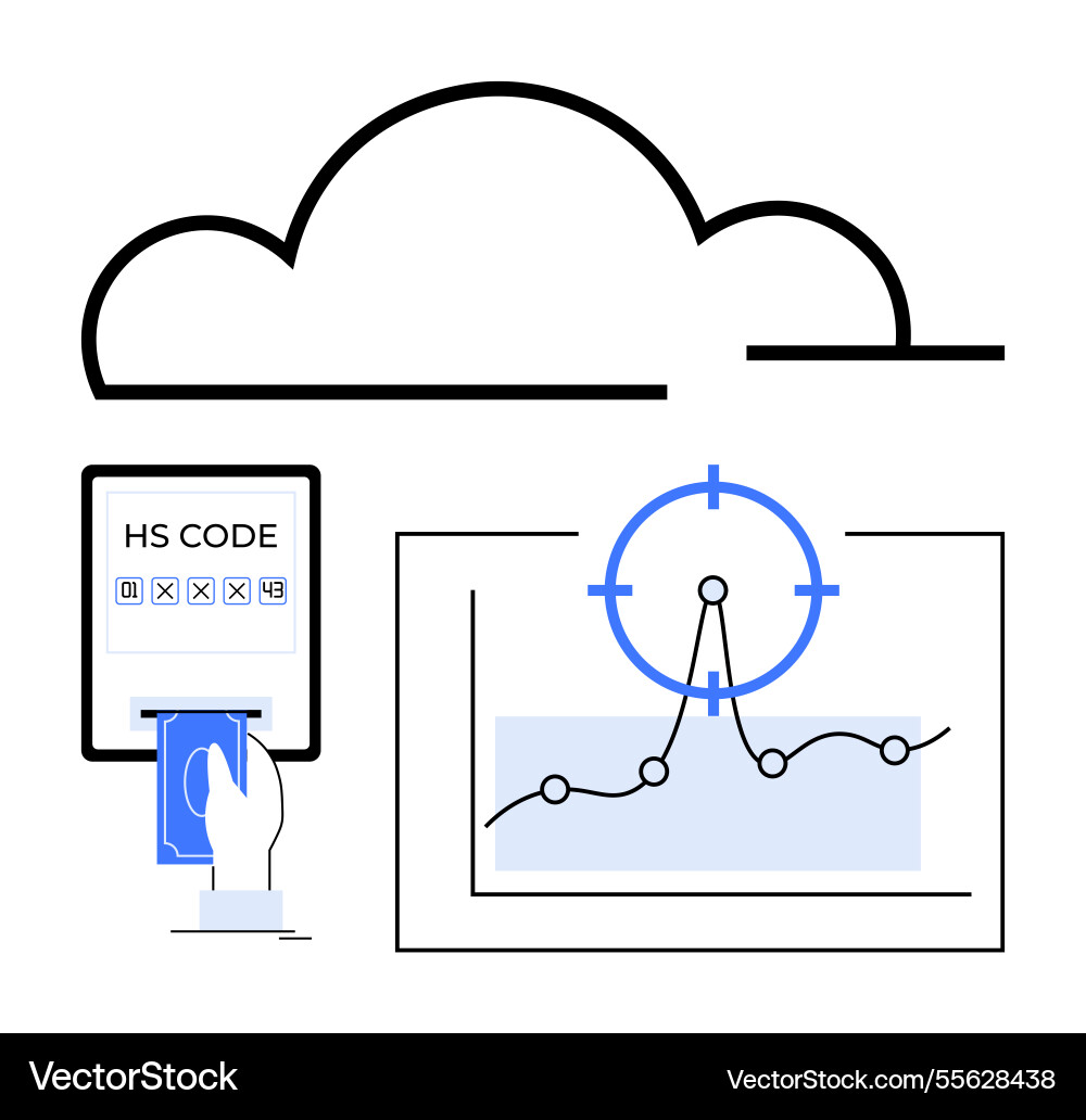 Digital trade process with hs code entry and data Digital trade process with hs code entry and data vector image
