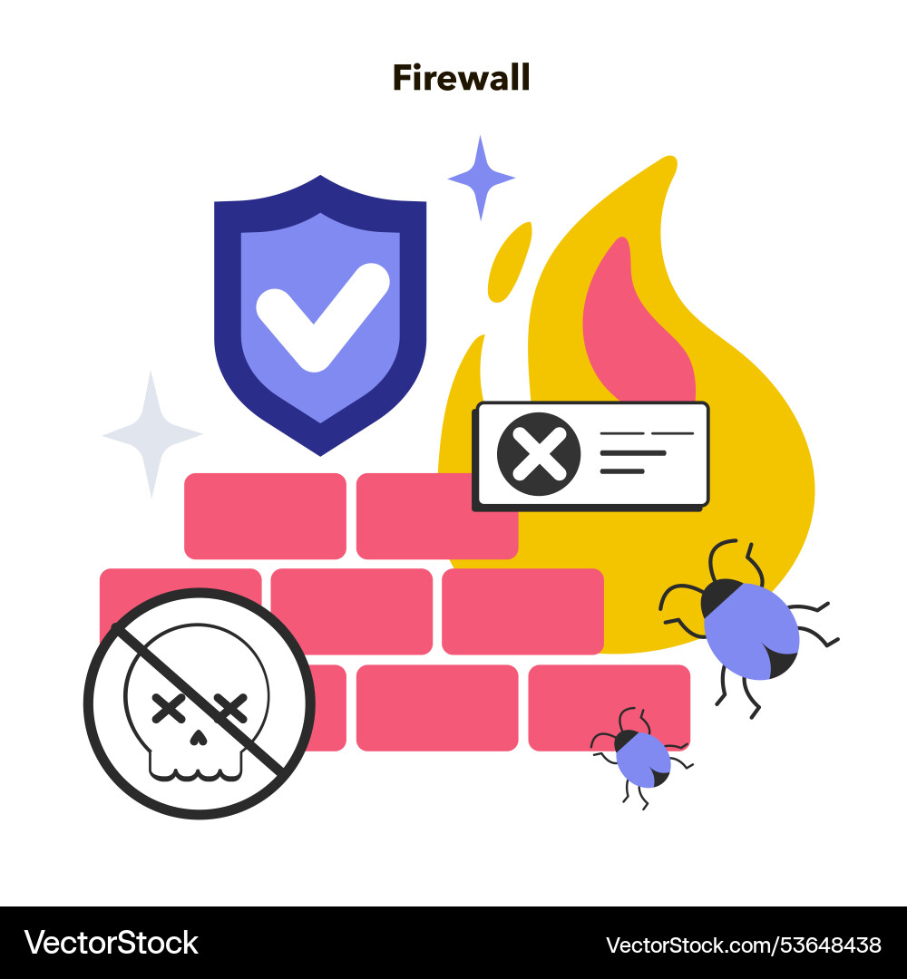 Firewall network security device monitoring Firewall network security device monitoring vector image