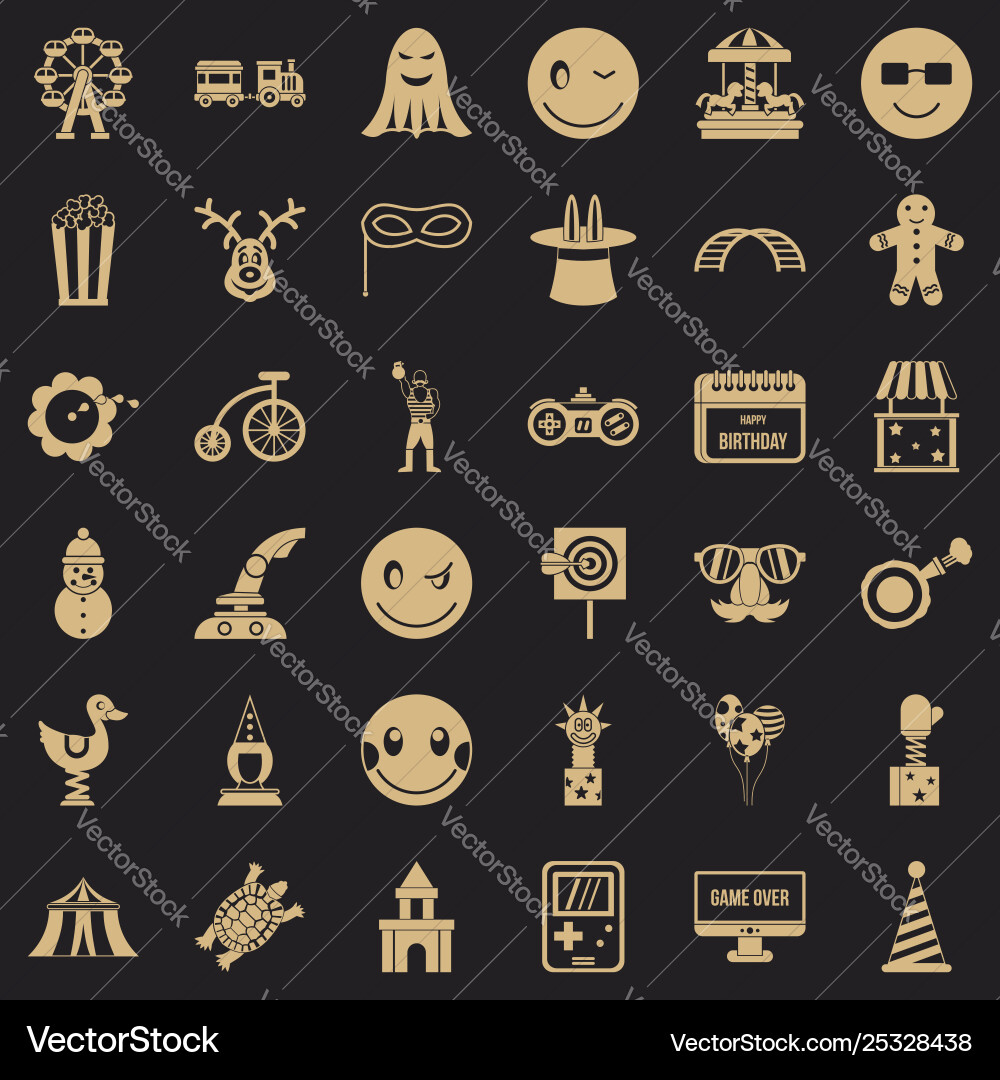 Funny icons set simple style Funny icons set simple style vector image