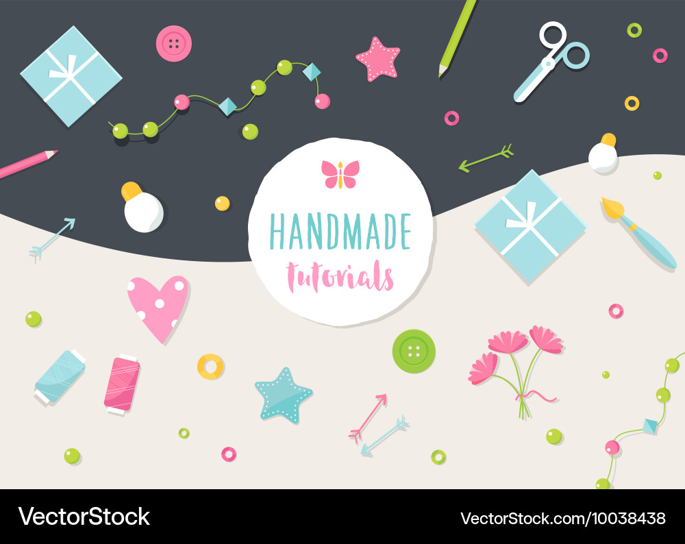 Handmade tutorials and workshops banner crafts vector image