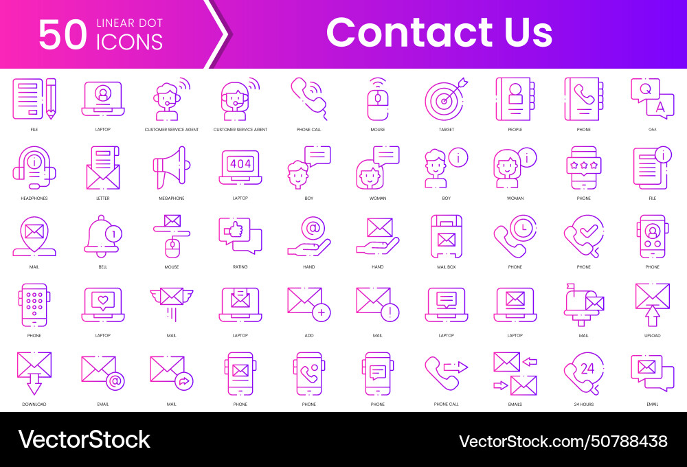 Set of contact us icons gradient style icon bundle Set of contact us icons gradient style icon bundle vector image