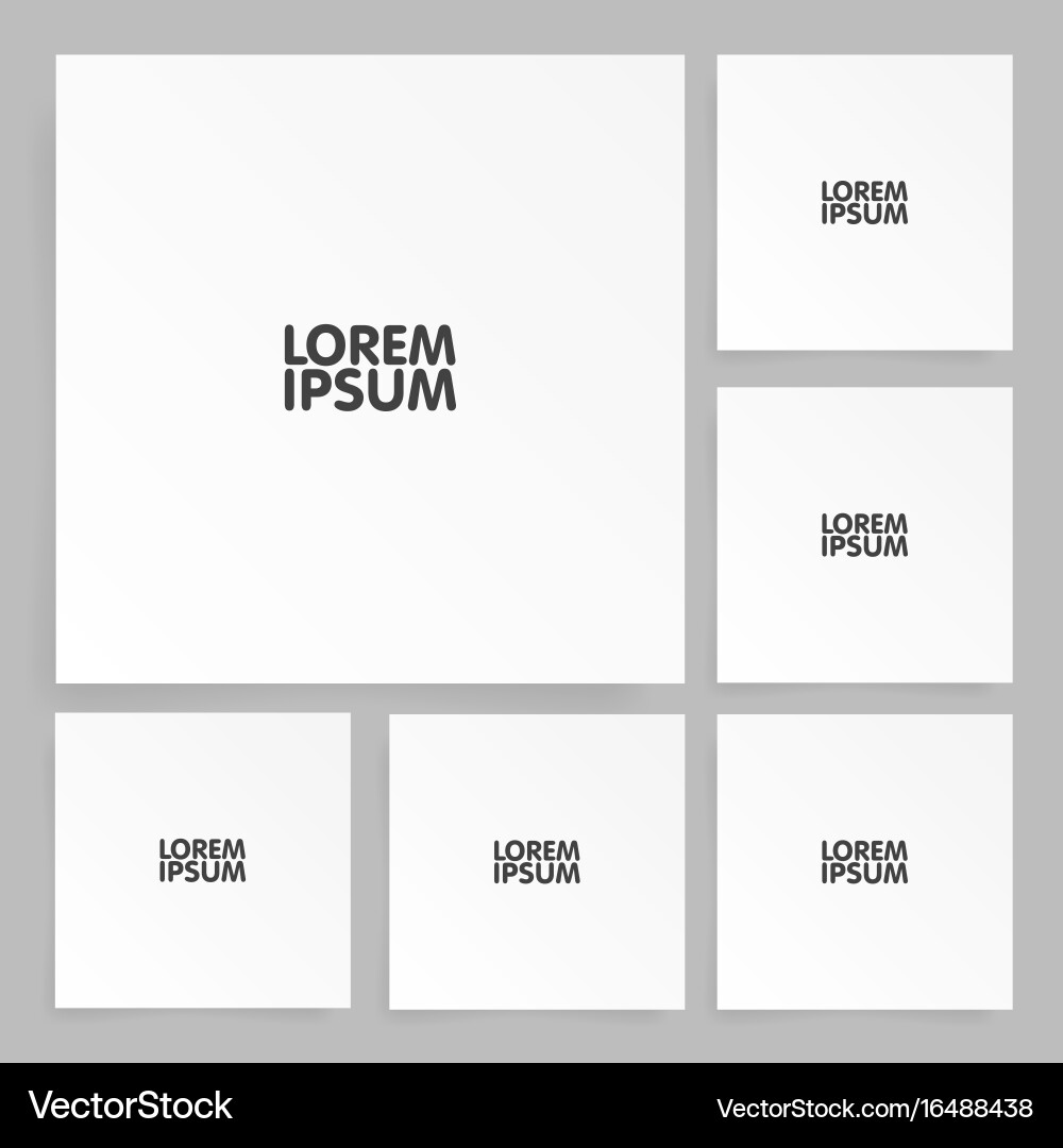 Square paper set mock up with shadow vector image
