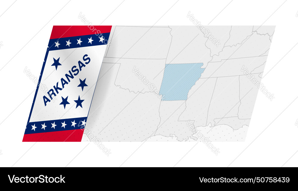 Arkansas map in modern style with flag Arkansas map in modern style with flag Vector Image