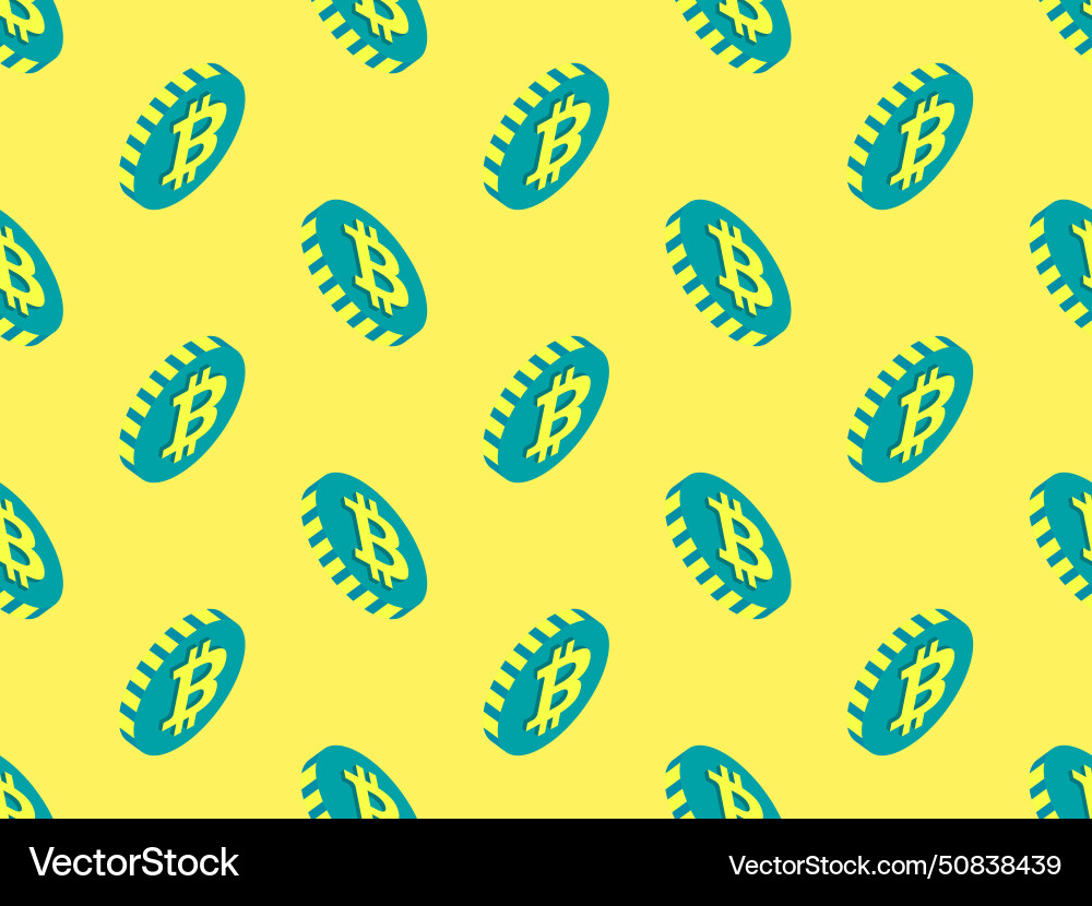 Bitcoin 3d coins seamless pattern multi-colored Bitcoin 3d coins seamless pattern multi-colored vector image