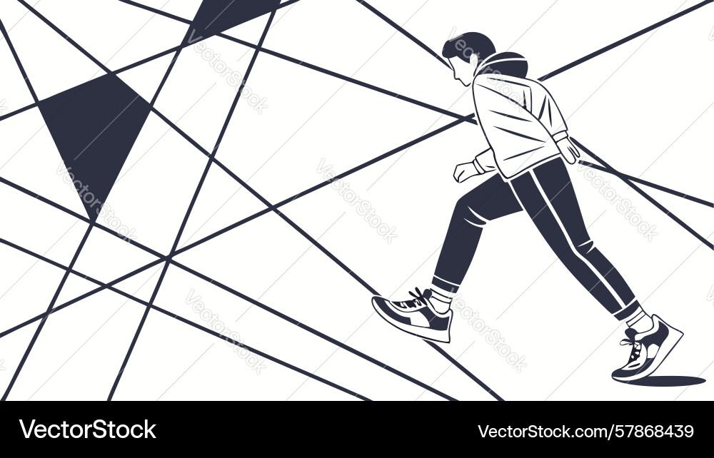 Dynamic runner with abstract speed lines design Vector Image