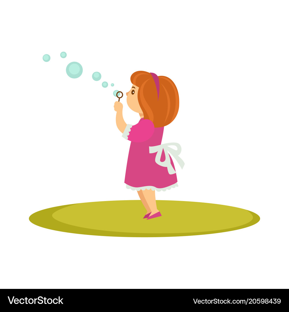 Girl Blowing Bubbles - Cartoon – Royalty-Free Vector | VectorStock, image size:1000x1080