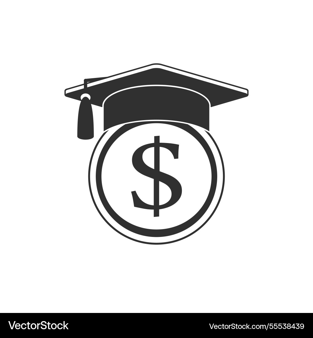 Graduation cap with coin Graduation cap with coin vector image
