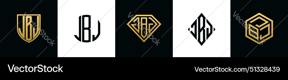 Initial letters jbj logo designs bundle Royalty Free Vector